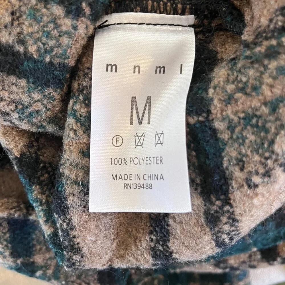 MNML Men's Over-Sized Warm Loose Woven Flannel Plaid Shirt/Shacket Sz Med